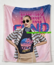 Fendi Palace Palm Tree Sequin Print Flannel Throw Blanket IMG_9569